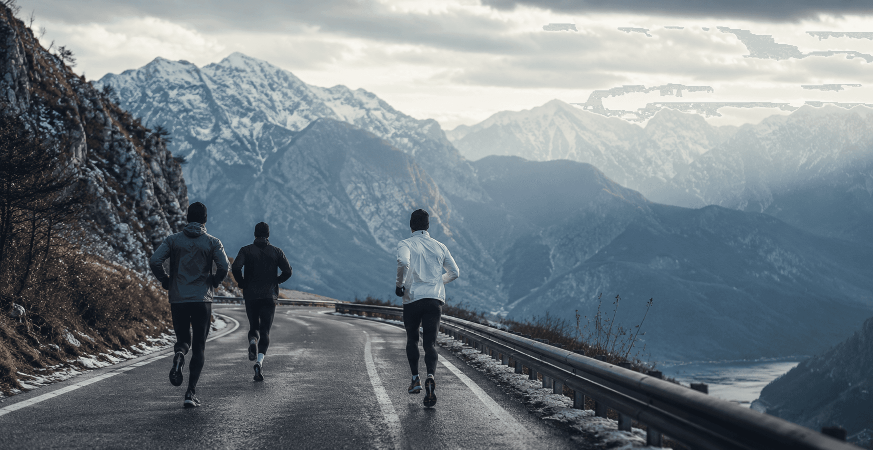 Runners on a Balkan mountain road
