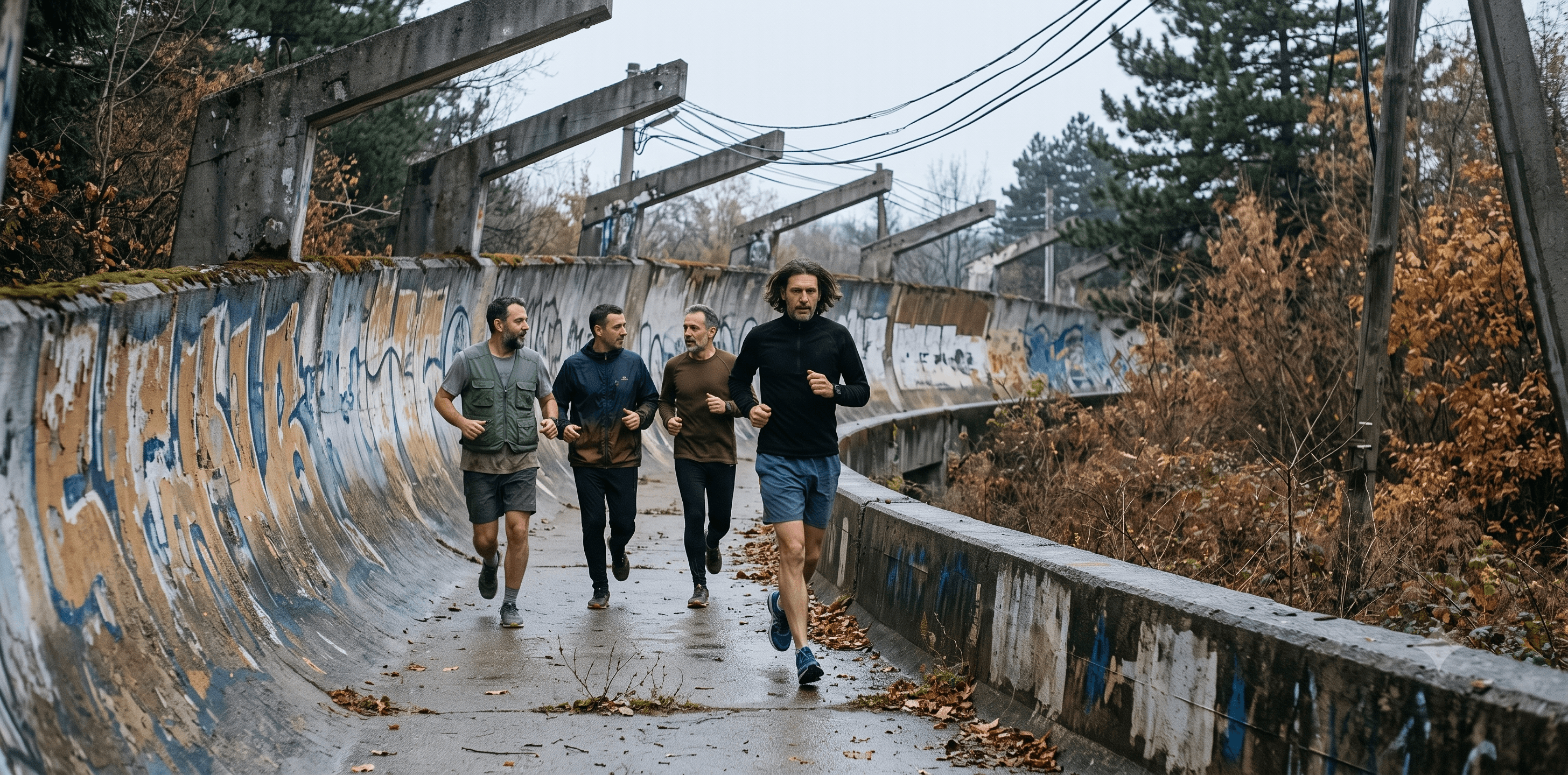 Runners on the abandoned Sarajevo bobsled track